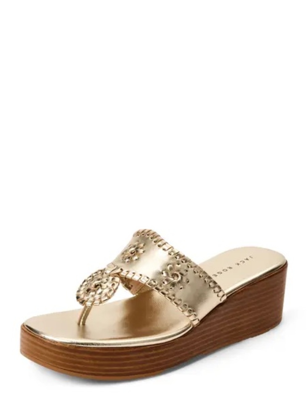 Jack Rogers Metallic Gold Wedge Thong Sandals